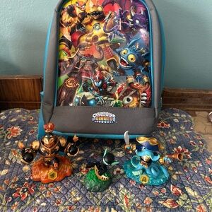 Skylanders lot with backpack and 3 characters